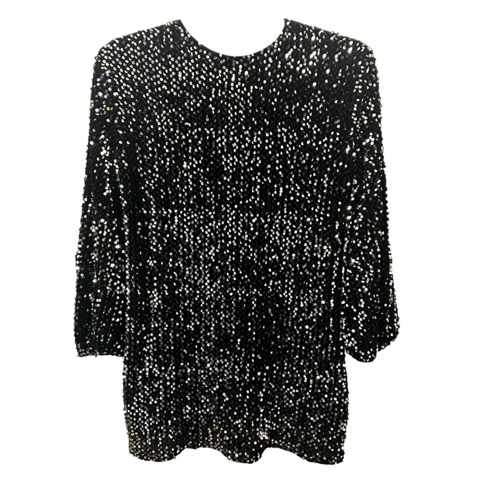 Women's Sequined Long Sleeve Mini Dress, Extra Large